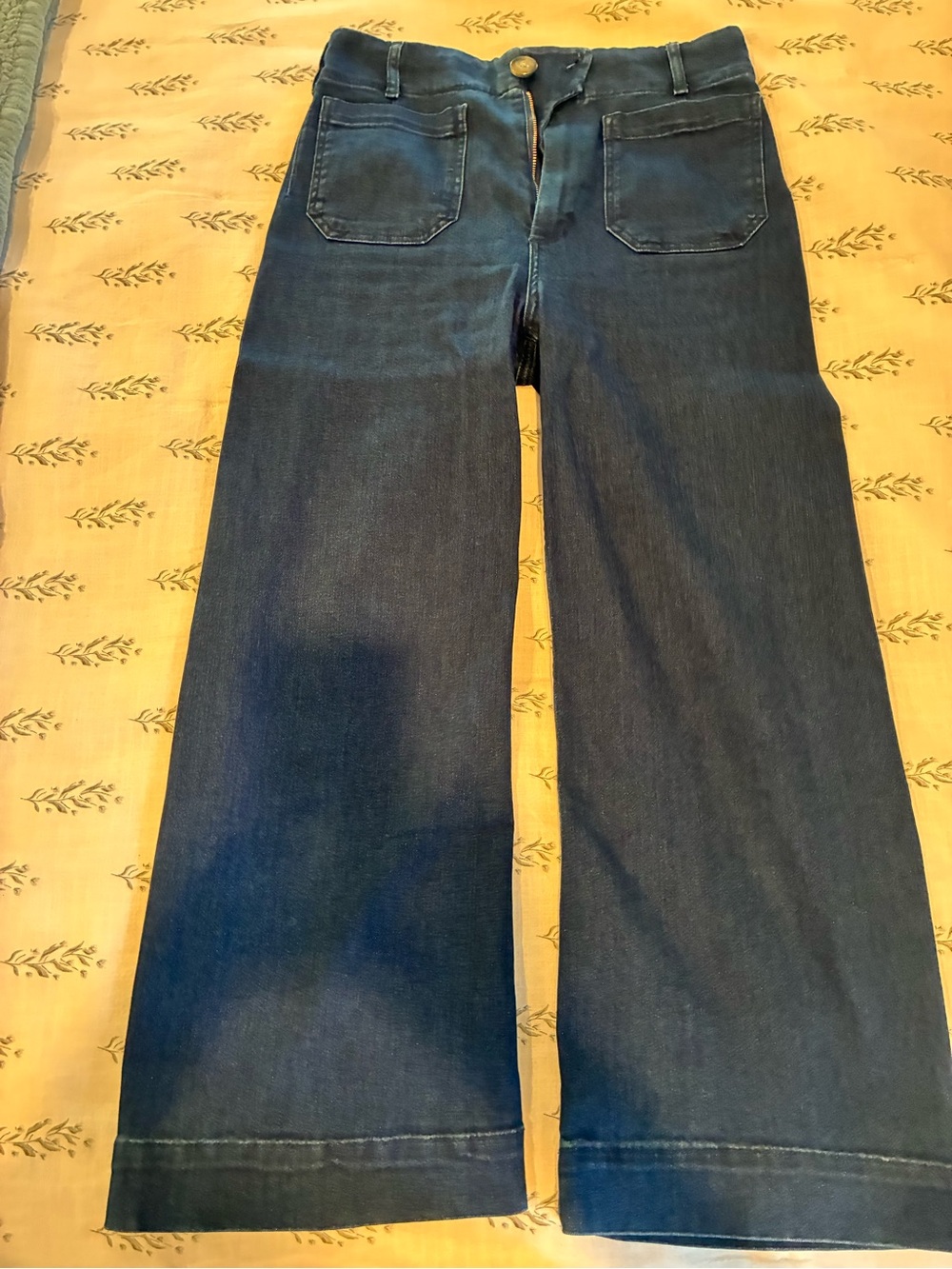 Anthropologie Dark Blue Cropped Wide-Leg Jeans